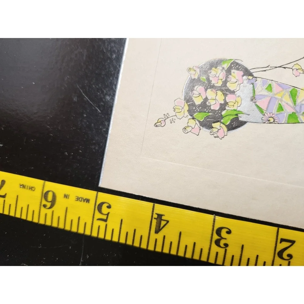 Vintage 1926 Art Deco Anniversary Greeting Card Floral Vase Ephemera Handwritten